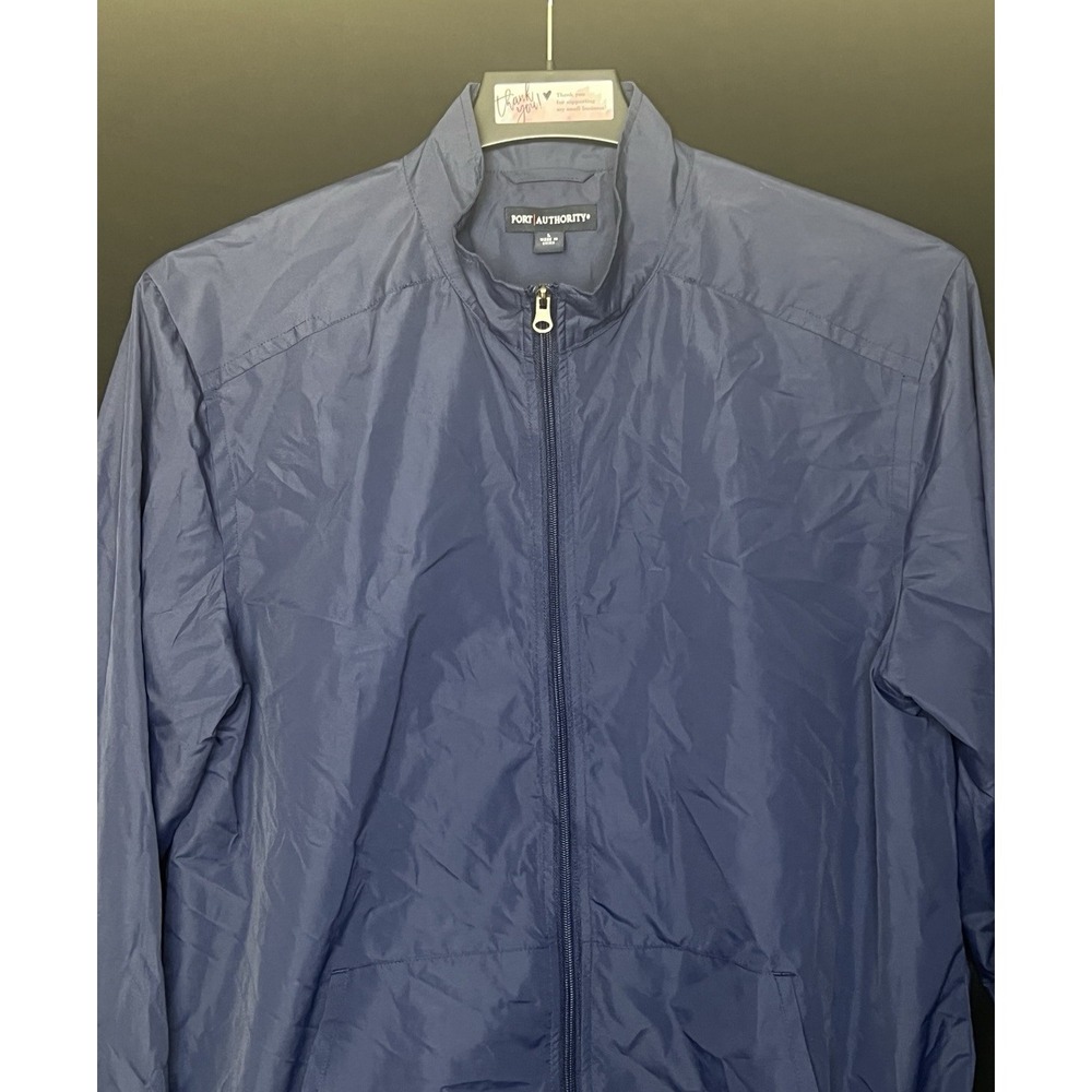 Port Authority Men's Size Large Blue Windbreaker Jacket Front Zip‎ Pockets